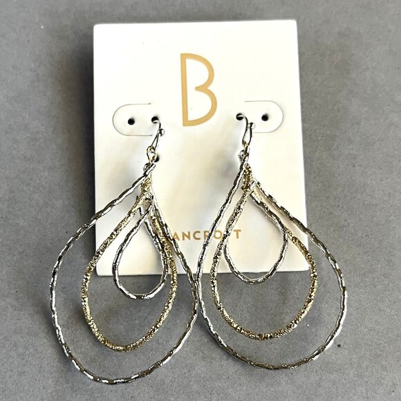Bancroft Gold and Silver Stainless Drop Earrings NIP - Picture 4 of 4
